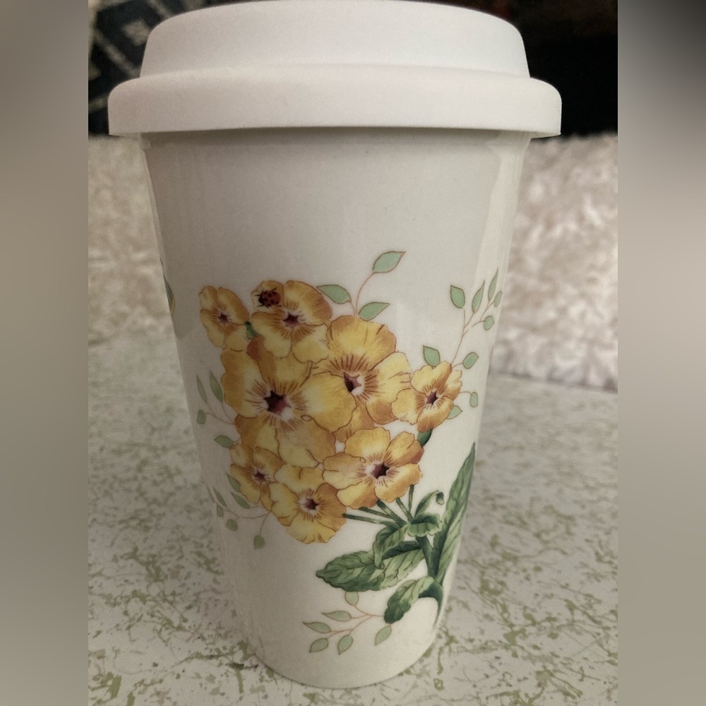 Coffee Mug LENOX Travel Mug BUTTERFLY MEADOWS Coffee Tea Cup DOUBLE WALL Mug Tea - Picture 3 of 13